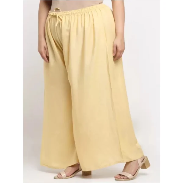 Women's Plus Size Flared Fit Viscose Rayon Palazzo Trousers (Gold)