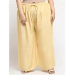 Women's Plus Size Flared Fit Viscose Rayon Palazzo Trousers (Gold)
