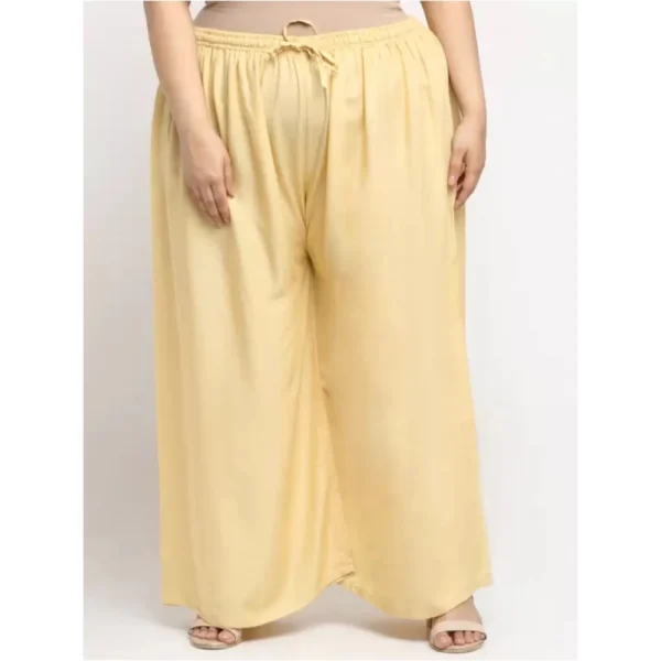 Women's Plus Size Flared Fit Viscose Rayon Palazzo Trousers (Gold)