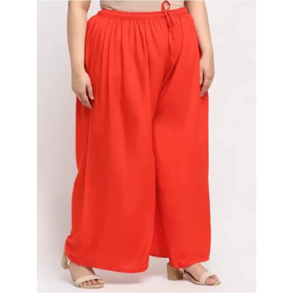 Women's Plus Size Flared Fit Viscose Rayon Palazzo Trousers (Red)