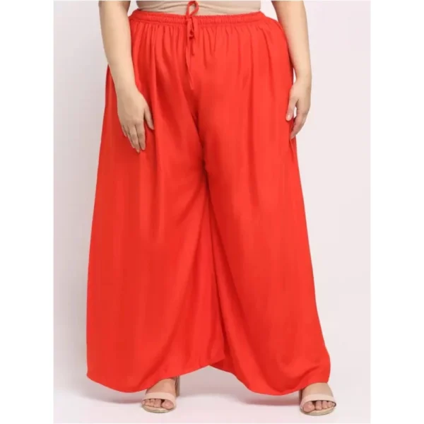 Women's Plus Size Flared Fit Viscose Rayon Palazzo Trousers (Red)
