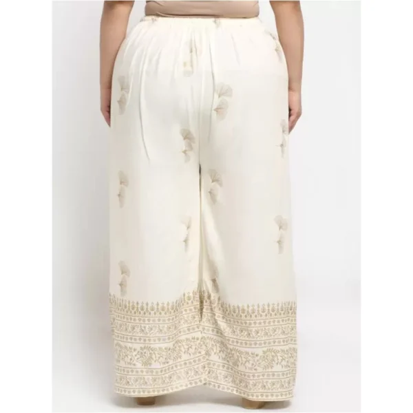 Women's Plus Size Relaxed Fit Viscose Rayon Palazzo Trousers (Cream)
