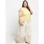Women's Plus Size Relaxed Fit Viscose Rayon Palazzo Trousers (Cream)