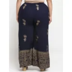 Women's Plus Size Relaxed Fit Viscose Rayon Palazzo Trousers (Dark Blue)