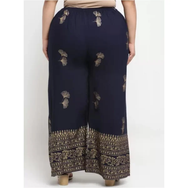 Women's Plus Size Relaxed Fit Viscose Rayon Palazzo Trousers (Dark Blue)