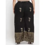 Women's Plus Size Relaxed Fit Viscose Rayon Palazzo Trousers (Black)