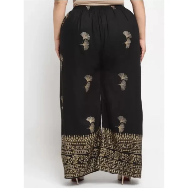 Women's Plus Size Relaxed Fit Viscose Rayon Palazzo Trousers (Black)