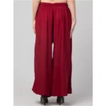 Women's Plus Size Relaxed Fit Viscose Rayon Palazzo Trousers (Maroon)