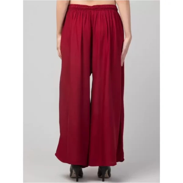 Women's Plus Size Relaxed Fit Viscose Rayon Palazzo Trousers (Maroon)