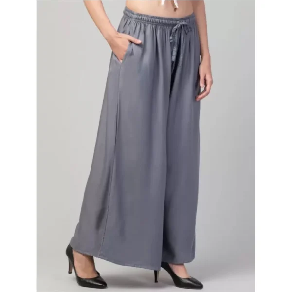 Women's Plus Size Relaxed Fit Viscose Rayon Palazzo Trousers (Grey)