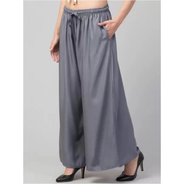 Women's Plus Size Relaxed Fit Viscose Rayon Palazzo Trousers (Grey)