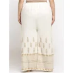 Women's Plus Size Relaxed Fit Viscose Rayon Palazzo Trousers (Cream)