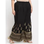 Women's Plus Size Relaxed Fit Viscose Rayon Palazzo Trousers (Black)
