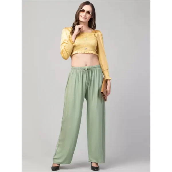 Women's Plus Size Relaxed Fit Viscose Rayon Palazzo Trousers (Light Green)