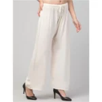 Women's Plus Size Relaxed Fit Viscose Rayon Palazzo Trousers (Cream)