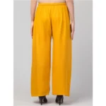 Women's Plus Size Relaxed Fit Viscose Rayon Palazzo Trousers (Yellow)