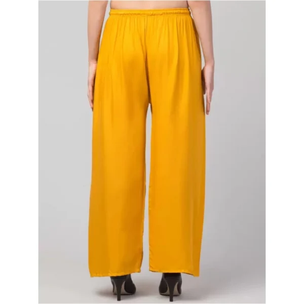 Women's Plus Size Relaxed Fit Viscose Rayon Palazzo Trousers (Yellow)