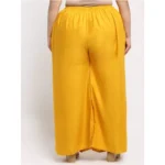 Women's Plus Size Flared Fit Viscose Rayon Palazzo Trousers (Yellow)