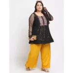 Women's Plus Size Flared Fit Viscose Rayon Palazzo Trousers (Yellow)