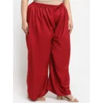 Women's Plus Size Flared Fit Viscose Rayon Palazzo Trousers (Maroon)