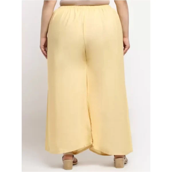 Women's Plus Size Flared Fit Viscose Rayon Palazzo Trousers (Gold)