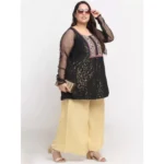 Women's Plus Size Flared Fit Viscose Rayon Palazzo Trousers (Gold)
