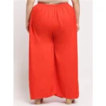 Women's Plus Size Flared Fit Viscose Rayon Palazzo Trousers (Red)