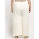 Women's Plus Size Flared Fit Viscose Rayon Palazzo Trousers (Cream)