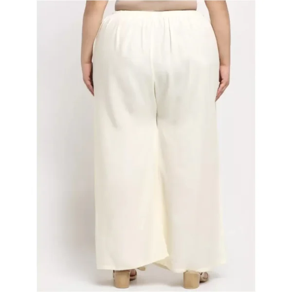 Women's Plus Size Flared Fit Viscose Rayon Palazzo Trousers (Cream)