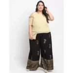 Women's Plus Size Relaxed Fit Viscose Rayon Palazzo Trousers (Black)