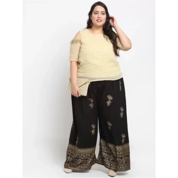 Women's Plus Size Relaxed Fit Viscose Rayon Palazzo Trousers (Black)
