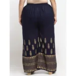 Women's Plus Size Relaxed Fit Viscose Rayon Palazzo Trousers (Dark Blue)
