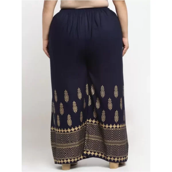 Women's Plus Size Relaxed Fit Viscose Rayon Palazzo Trousers (Dark Blue)