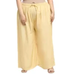 Women's Plus Size Flared Fit Viscose Rayon Palazzo Trousers (Gold)