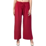Women's Plus Size Relaxed Fit Viscose Rayon Palazzo Trousers (Maroon)