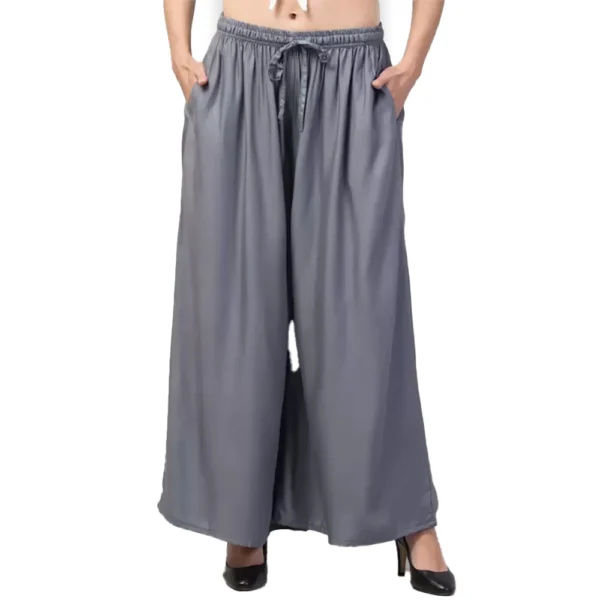 Women's Plus Size Relaxed Fit Viscose Rayon Palazzo Trousers (Grey)