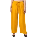 Women's Plus Size Relaxed Fit Viscose Rayon Palazzo Trousers (Yellow)