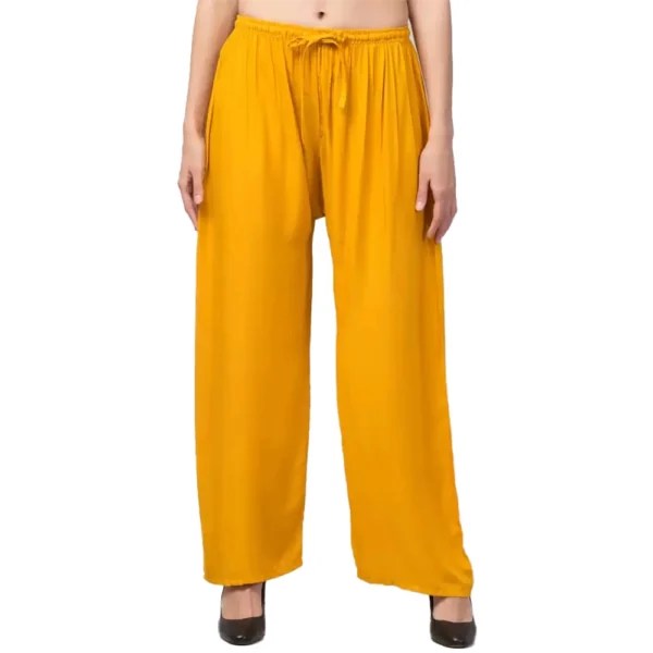 Women's Plus Size Relaxed Fit Viscose Rayon Palazzo Trousers (Yellow)