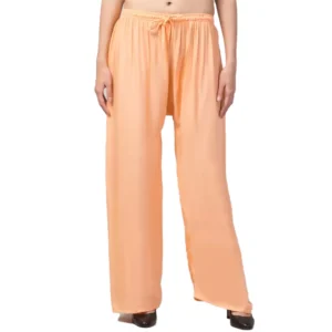 Women's Plus Size Relaxed Fit Viscose Rayon Palazzo Trousers (Orange)