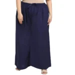 Women's Plus Size Flared Fit Viscose Rayon Palazzo Trousers (Dark Blue)