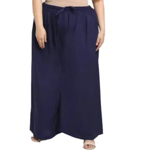 Women's Plus Size Flared Fit Viscose Rayon Palazzo Trousers (Dark Blue)