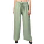Women's Plus Size Relaxed Fit Viscose Rayon Palazzo Trousers (Light Green)