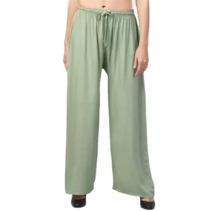 Women's Plus Size Relaxed Fit Viscose Rayon Palazzo Trousers (Light Green)