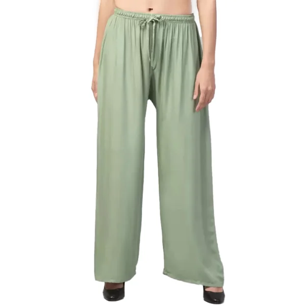 Women's Plus Size Relaxed Fit Viscose Rayon Palazzo Trousers (Light Green)