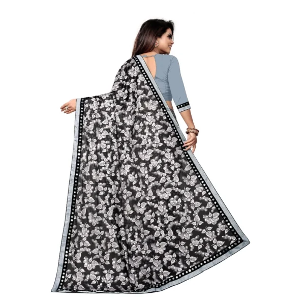 Women's Lycra Blend Saree with Blouse (Grey, 5-6 Mtrs)