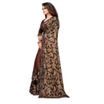 Women's Lycra Blend Saree with Blouse (Coffee, 5-6 Mtrs)