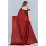 Women's Satin Silk Saree with Blouse (Red, 5-6 Mtrs)