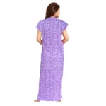 Women's Cotton Printed Maxi Nighty (Lavendar)