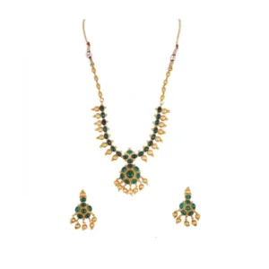 Women's Elegent And Stylish Kampu Necklace Set (Green, Free Size)