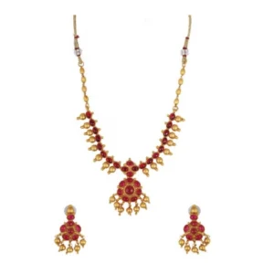 Women's Elegent And Stylish Kampu Necklace Set (Red, Free Size)